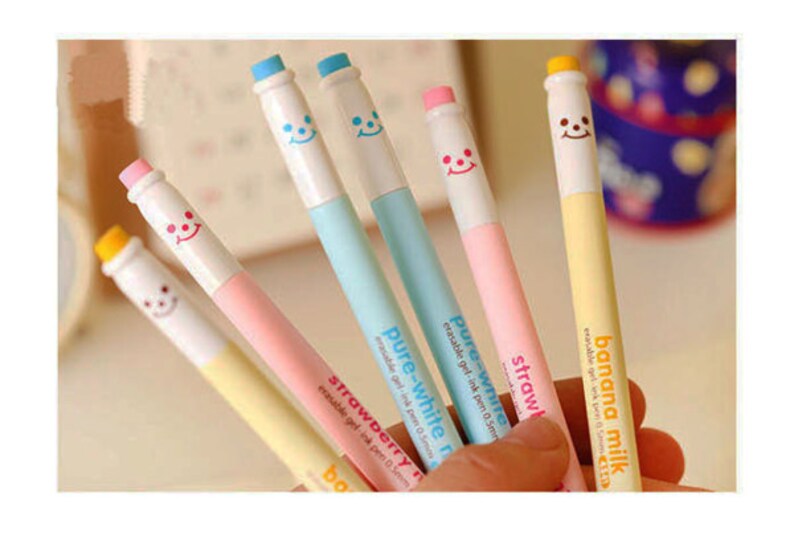 Pen Erasable Gel Ink Milk Pen 3pcs Erasable Kawaii Etsy