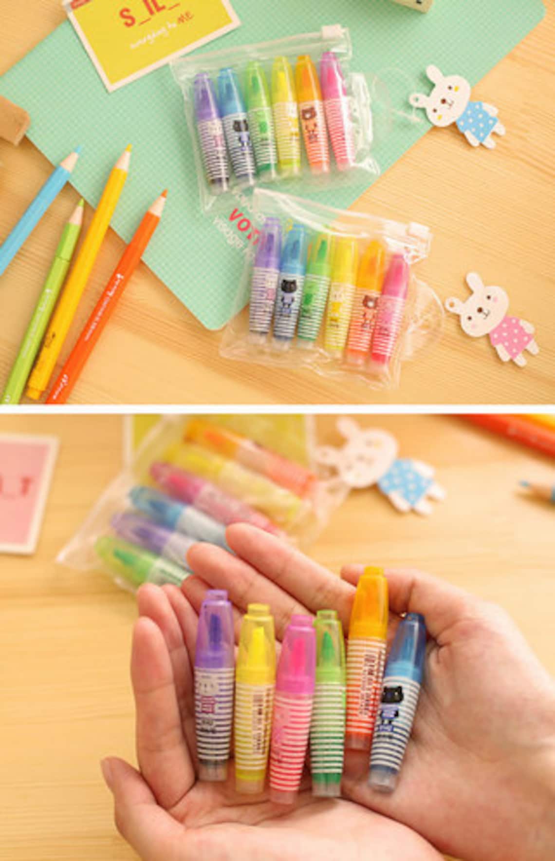 Highlighters 6 Colour Highlighter Pack Kawaii Pack pens Etsy