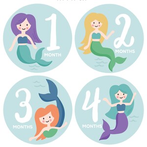 Mermaid, Monthly Baby Stickers, Baby Girl Sticker, Baby Gift