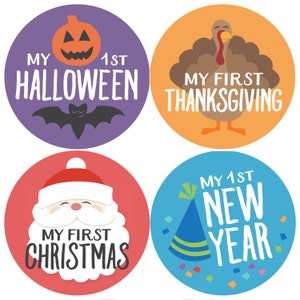 Holiday Baby Stickers, Baby Milestone Stickers, First Holiday Stickers