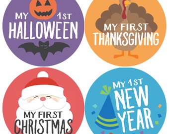 Months In Motion My First Holiday Baby Stickers Milestone Christmas, Birthday, Halloween, Easter, Thanksgiving Baby Sticker (Holiday 2