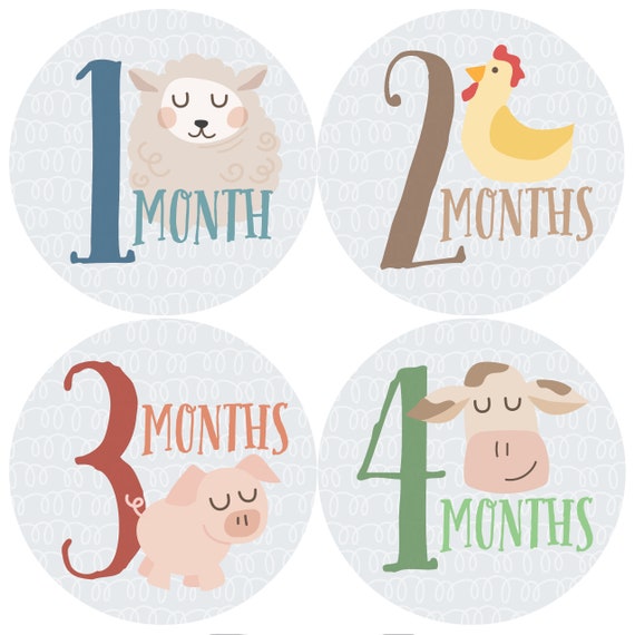Farm Animal Baby Milestone Stickers