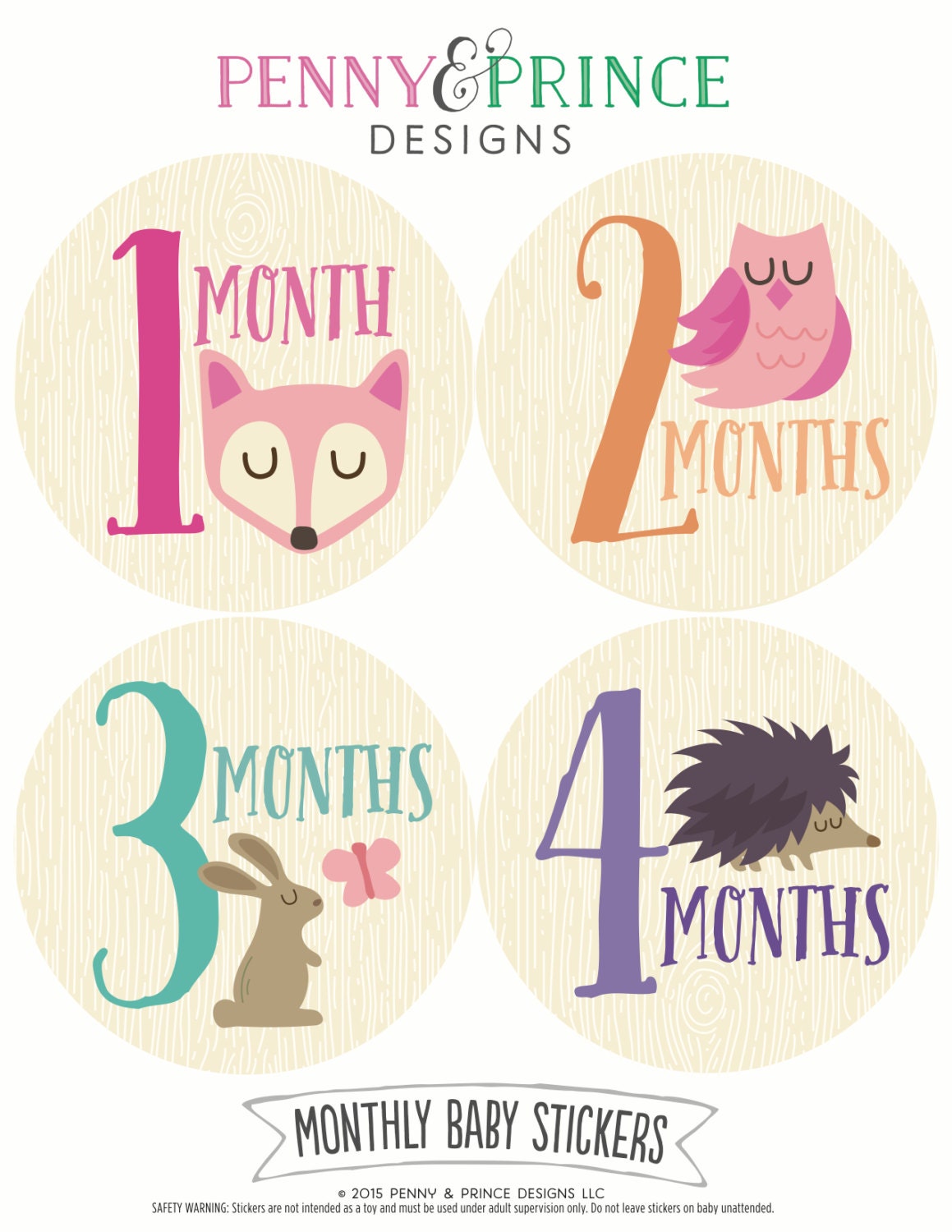 GIFT OFFER, Monthly Baby Sticker Girl, Baby Month Sticker, Woodland ...
