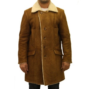 Mens Tan With Cream Sheepskin Single Breasted Winter Trench - Etsy