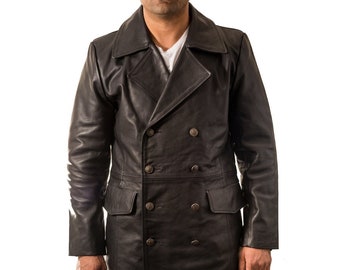 Vintage Black 70s Leather Trench Coat Size 44 Black 70s - Etsy