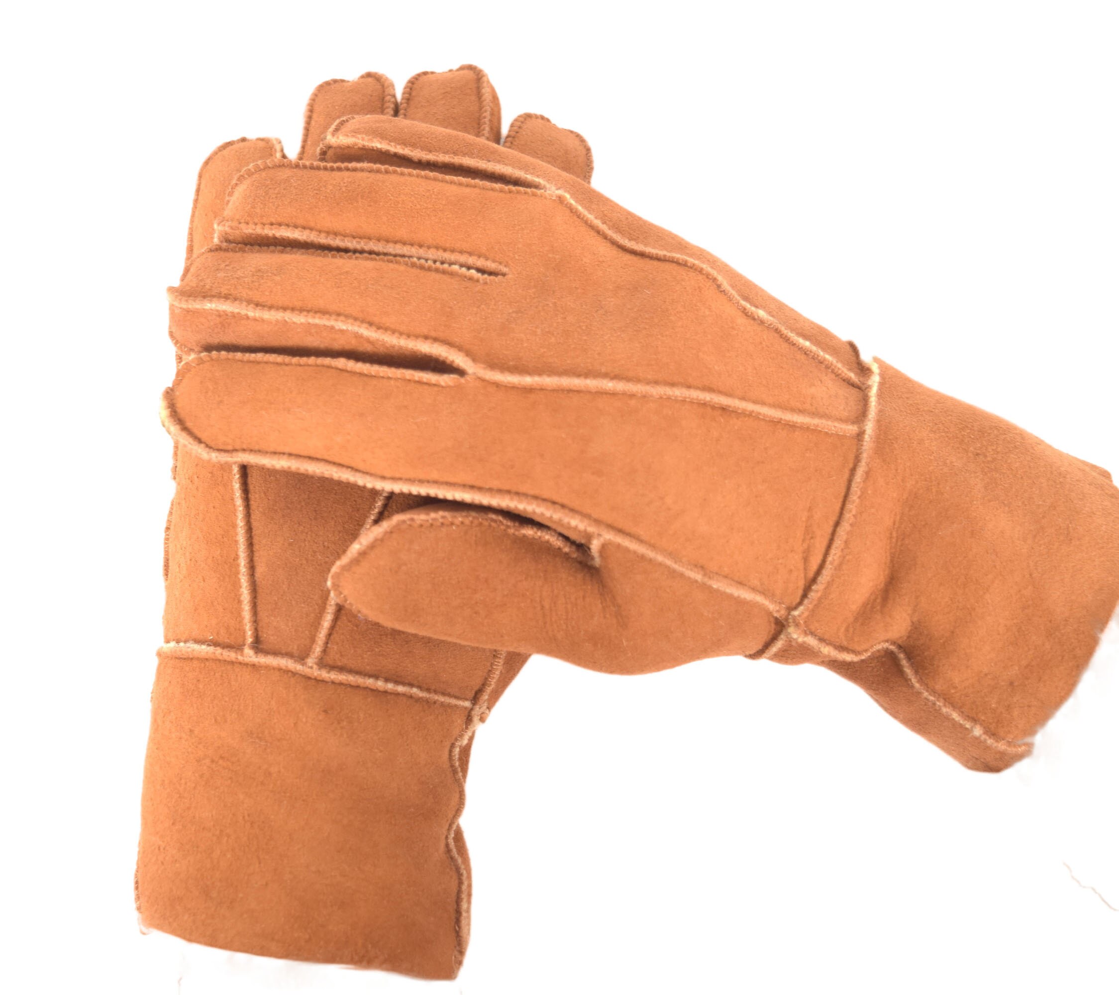 Cream Leather suede gloves Vintage Cream Hand-Stitched Leather Gloves. For Sale at Ruby  main image 4