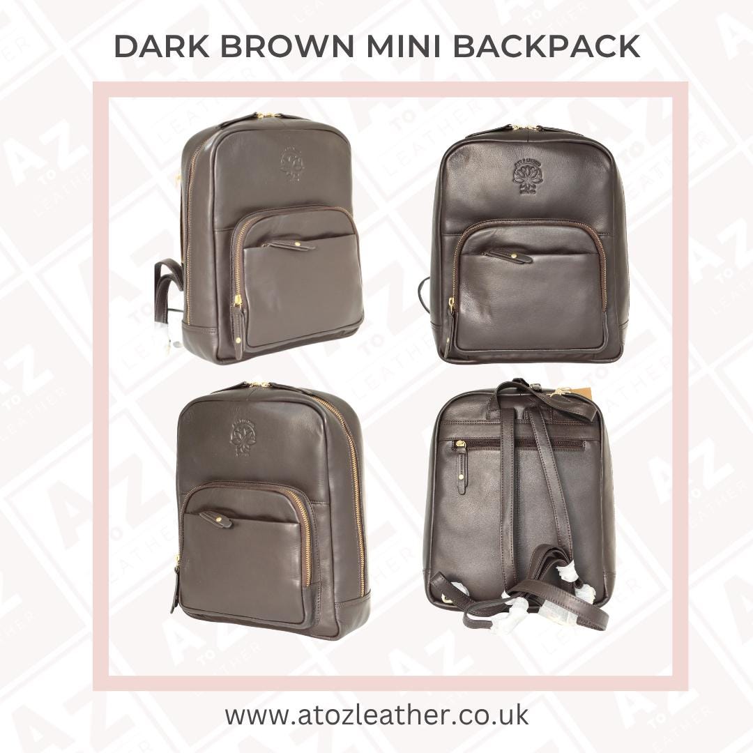 Black Mini Leather Backpack With Gold Accents - Etsy display picture 2