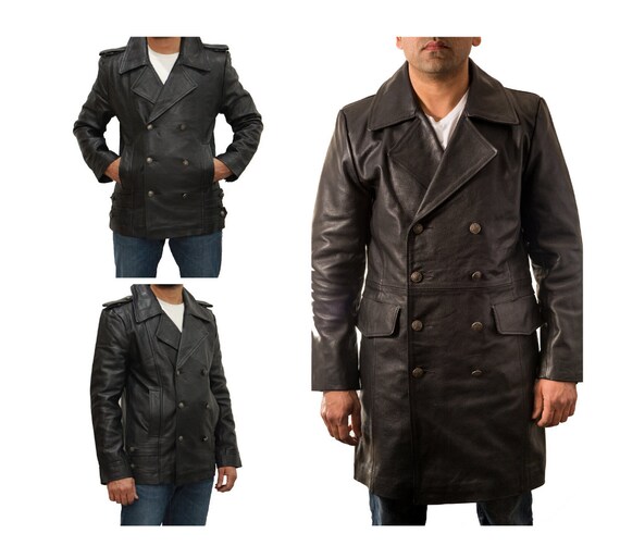 Mens German Naval Major Military Black Cowhide Leather Singapore Mens German Naval Major Military, German Military Leather Trench Coat Mens
