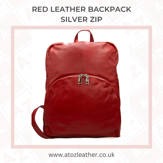 Red - Elegant Leather Backpack With Rounded Features +  display picture 2