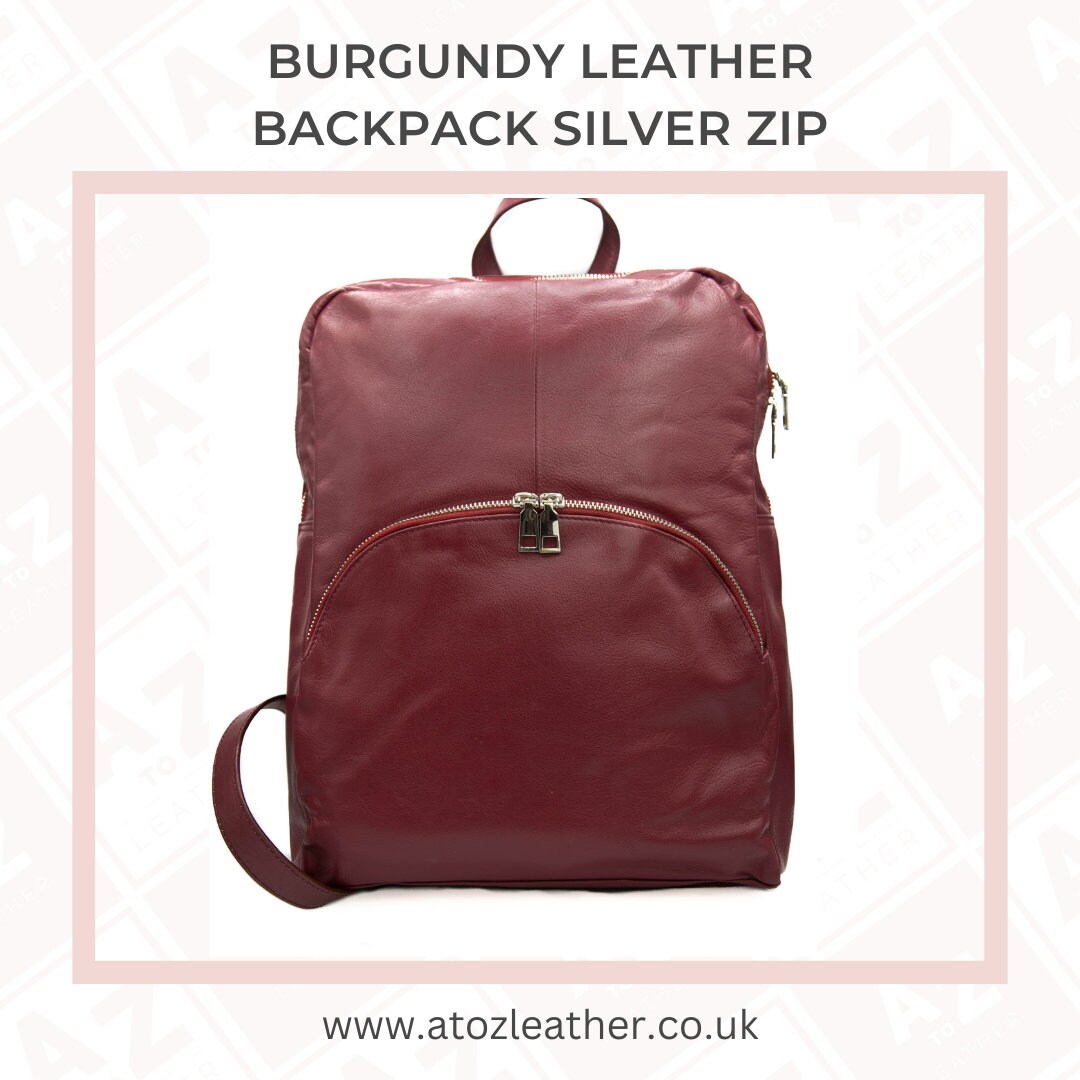 ASH Red Leather Backpack with Silver Accents Rock Valley Backpack – Old Trend main image 4