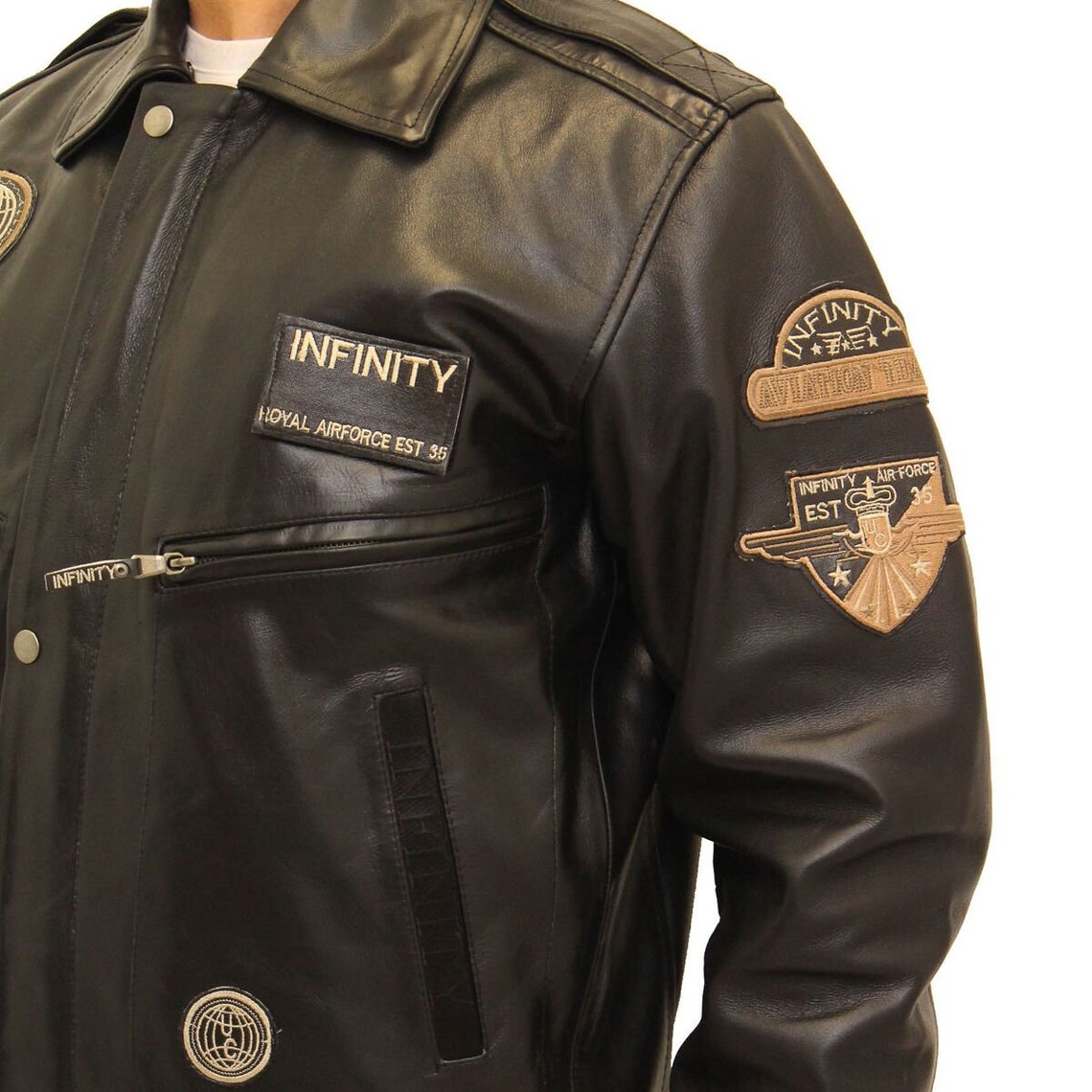 Mens Bomber A2 Badges Style Pilot Leather Jacket With Etsy UK