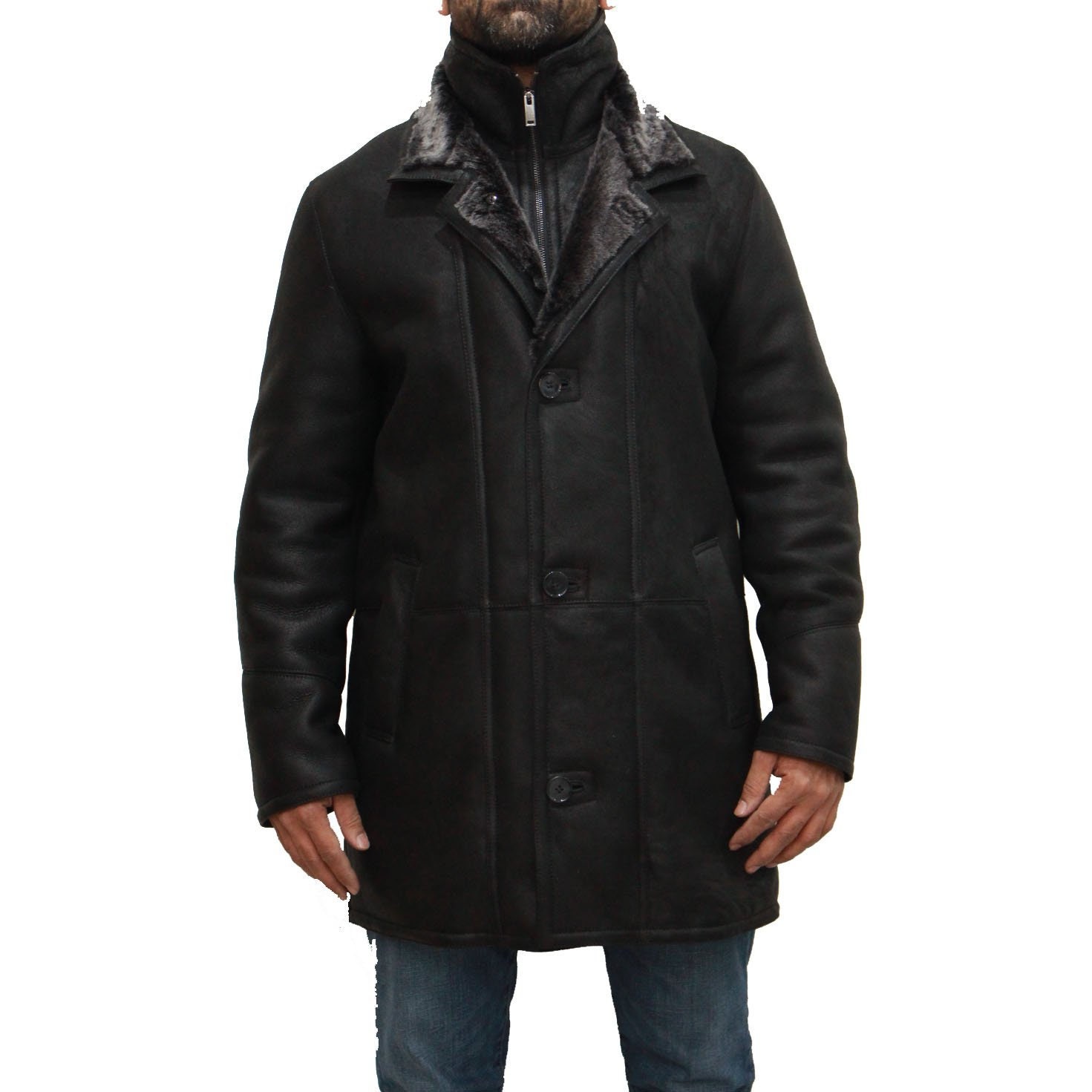 Mens Winter Merino Shearling Sheepskin Double Collared. Available in ...