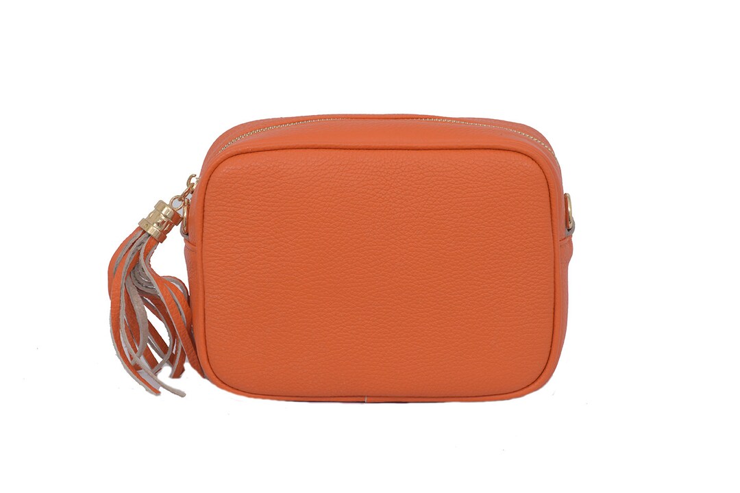 Orange Womens Real Soft Leather Compact Cross Body Bag With - Etsy UK
