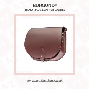 Burgunder und Rote Leder Saddle Style Cross Body Umhängetasche - Handgemacht in London