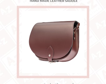 Borsa a tracolla in pelle stile sella bordeaux e rossa - fatta a mano a Londra