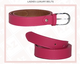 Vintage Fuchsia Pink Genuine Leather Belt | Ladies 