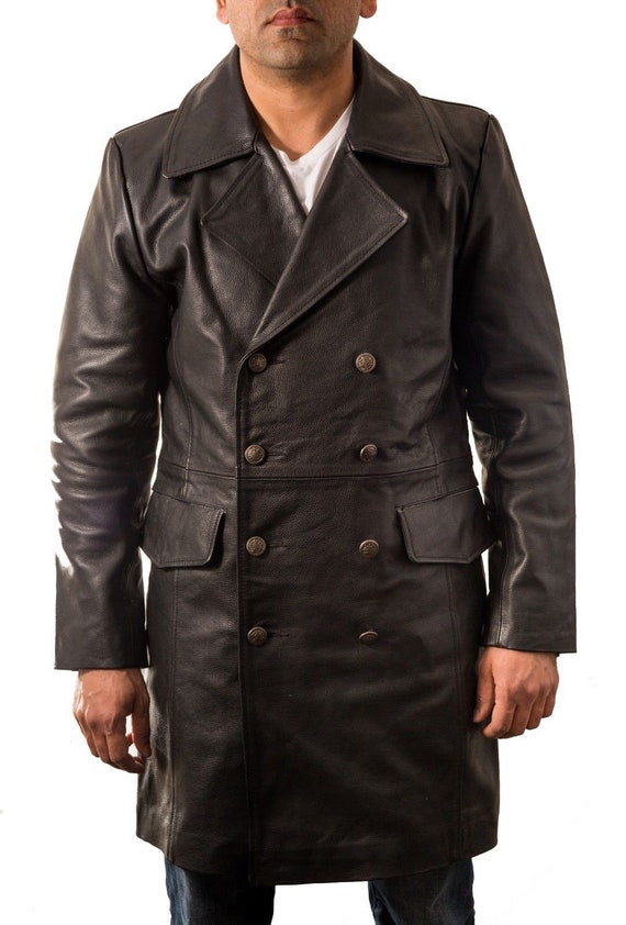 Mens German Naval Major Military Black Cowhide Leather Singapore Mens German Naval Major Military, German Military Leather Trench Coat Mens