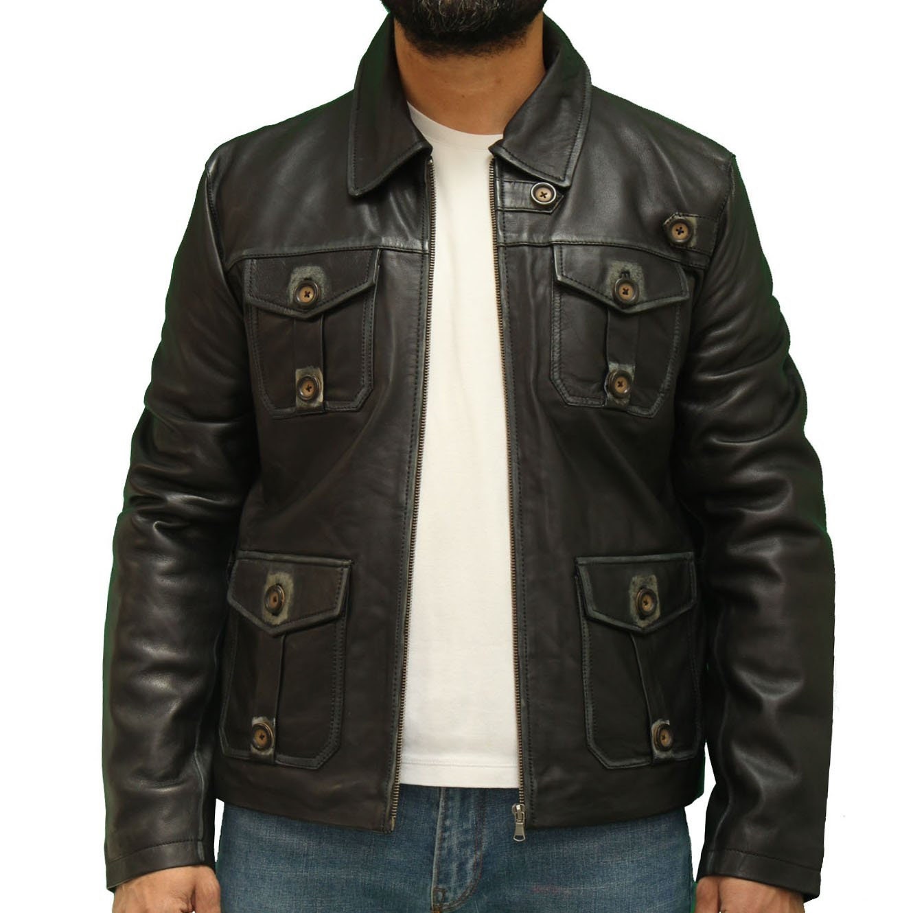 Mens Vintage Style Leather Safari Hunter Jacket With Smart - Etsy