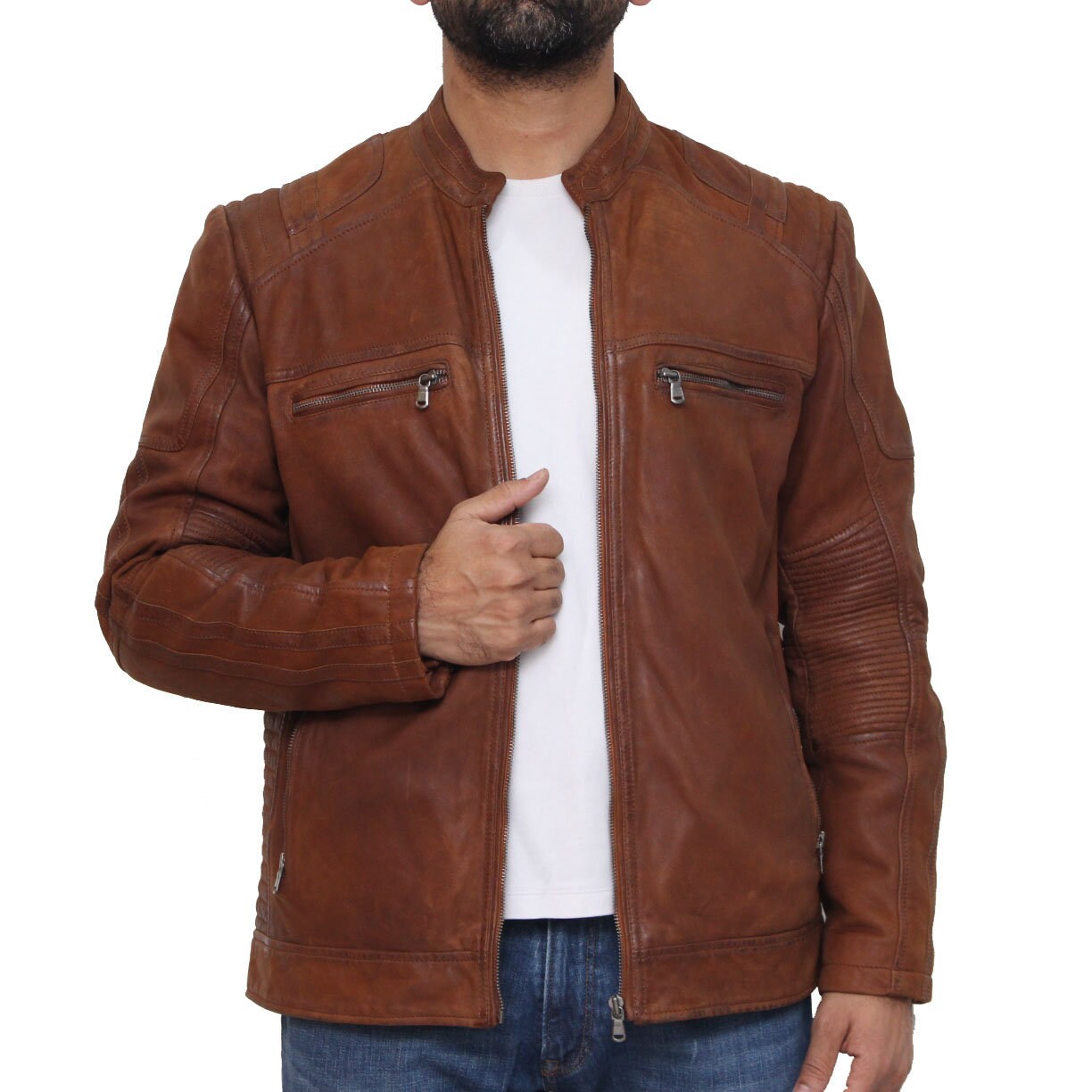 Mens Smart Leather Racer Style Biker Jacket Available in Two - Etsy UK