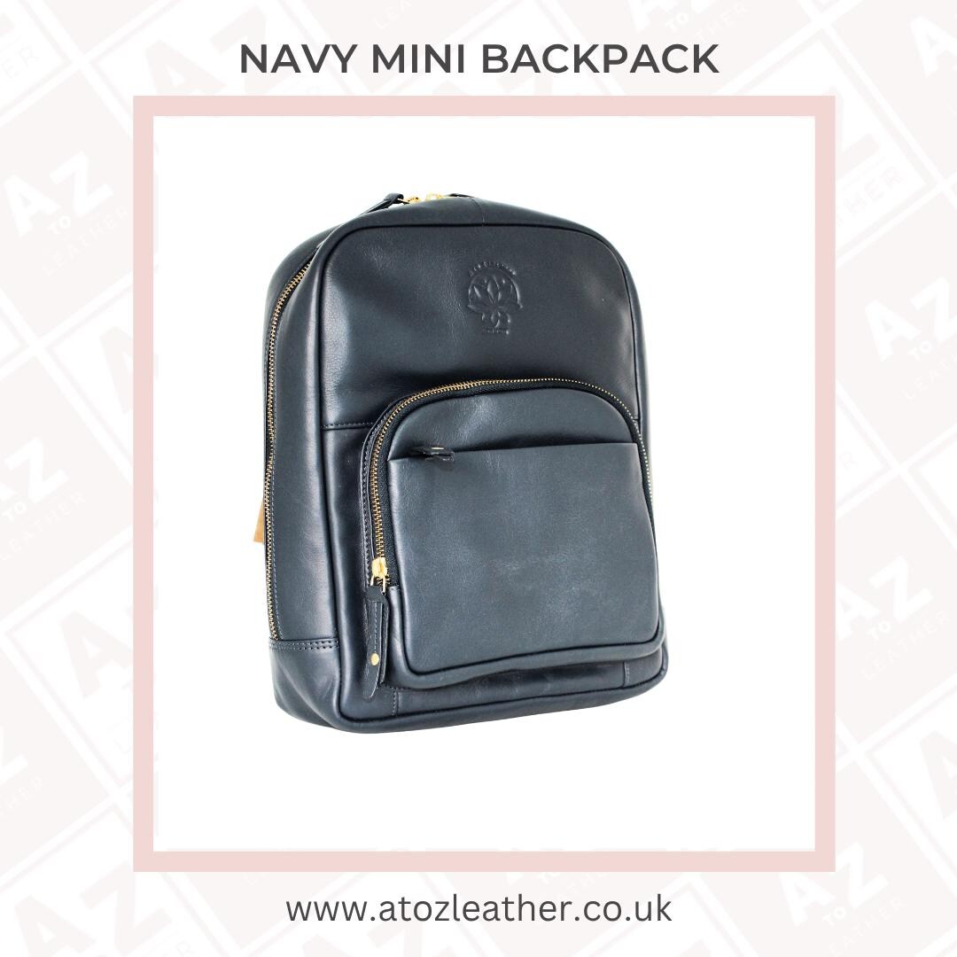 Navy Faux Leather Backpack with Gold Accents Emma & Chloe, Vinyl Mini Vegan Leather Small Fashion  main image 4