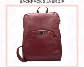 Vintage Style Leather Backpack for Women in Rustic Burgundy  display picture 1