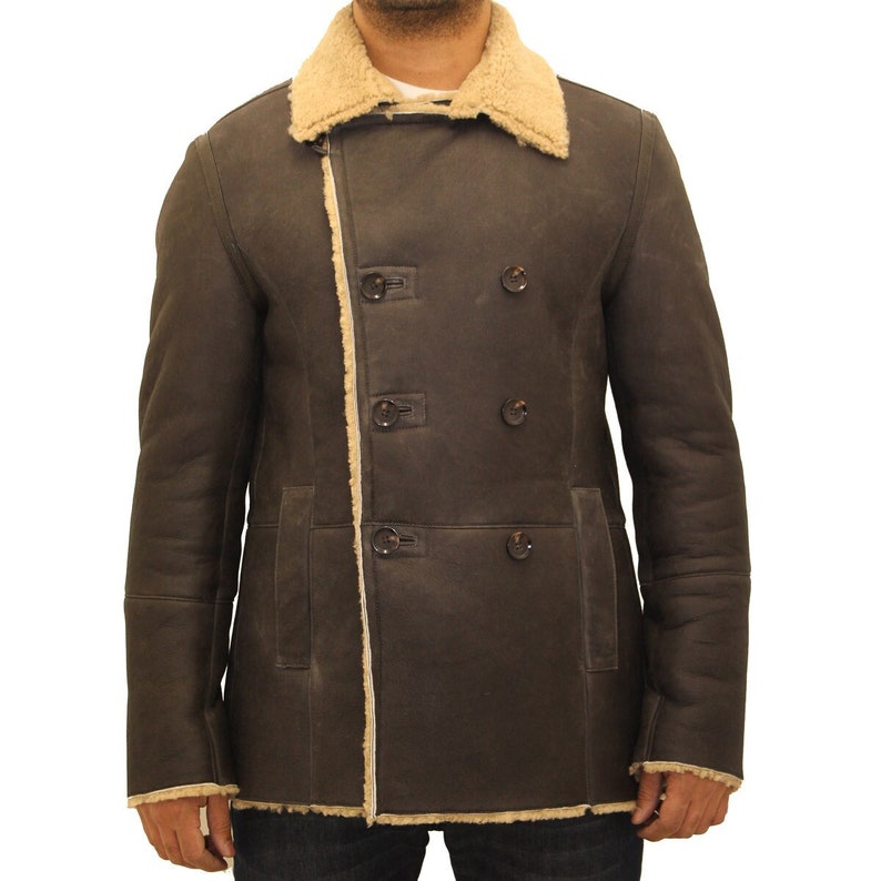 Mens German Naval Real Sheepskin Double Breasted Trench - Etsy UK