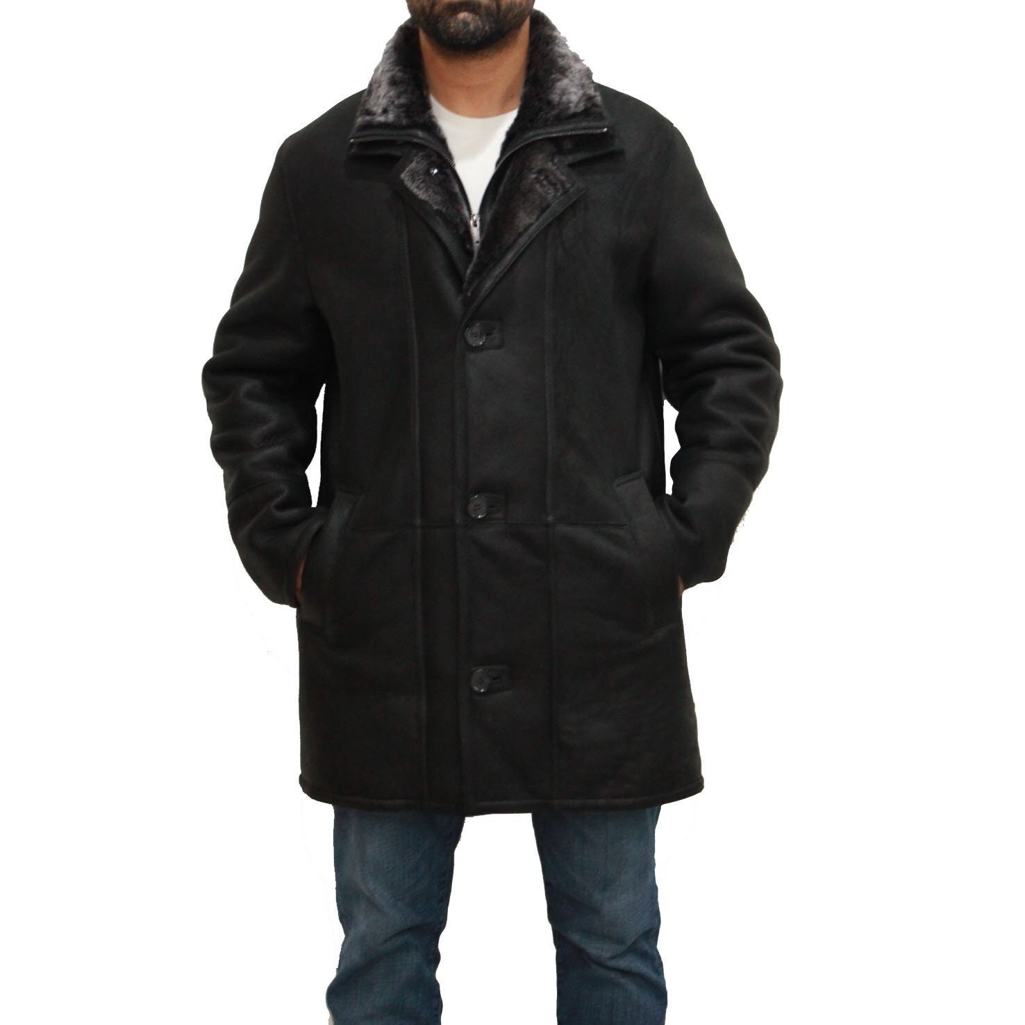 Mens Winter Merino Shearling Sheepskin Double Collared. Available in ...