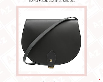 Handmade Leather Saddle Bag: Black Crossbody Purse, Made in London