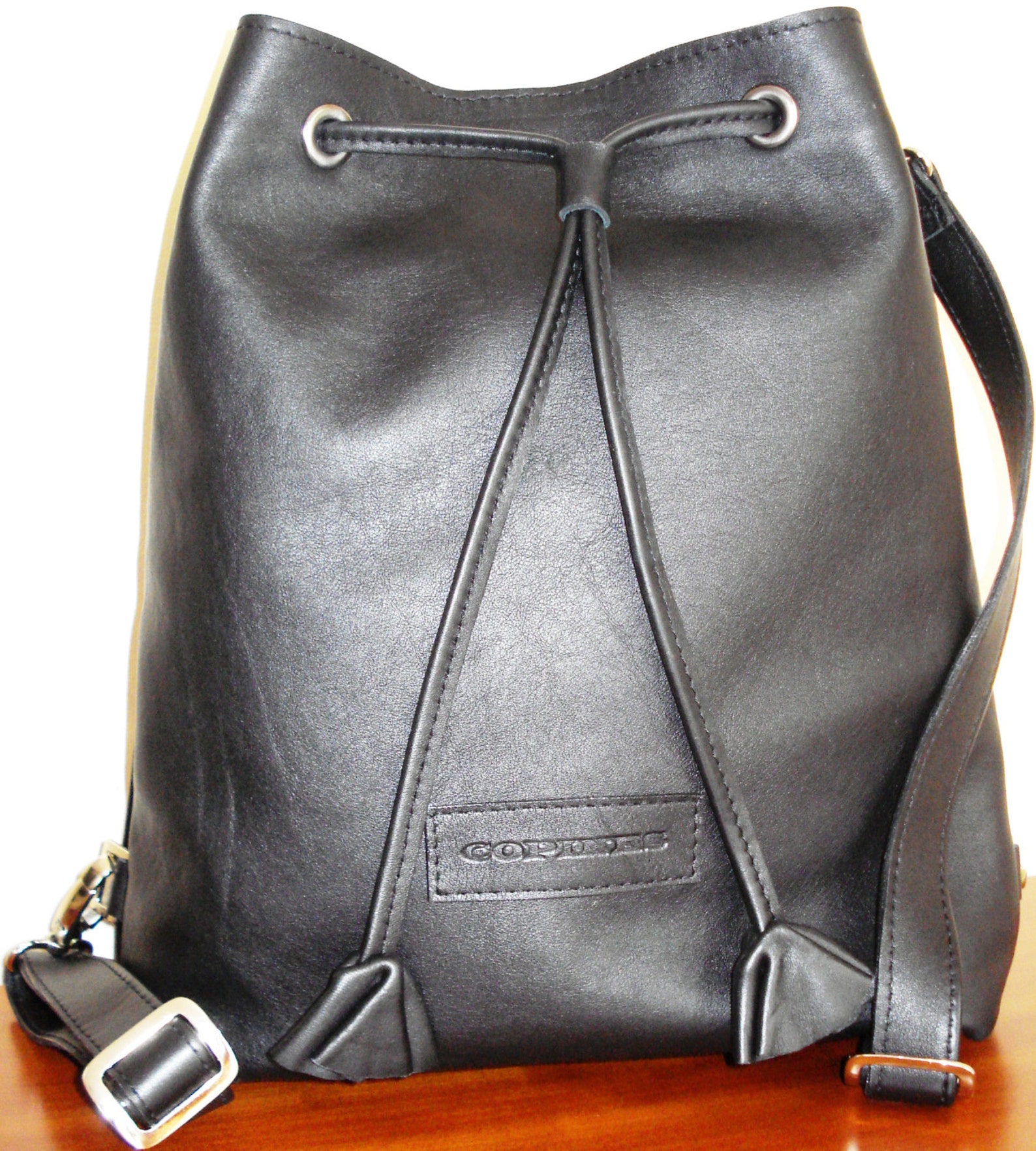 Leather Black Backpack Black Leather Bucket Bag Leather Etsy Denmark