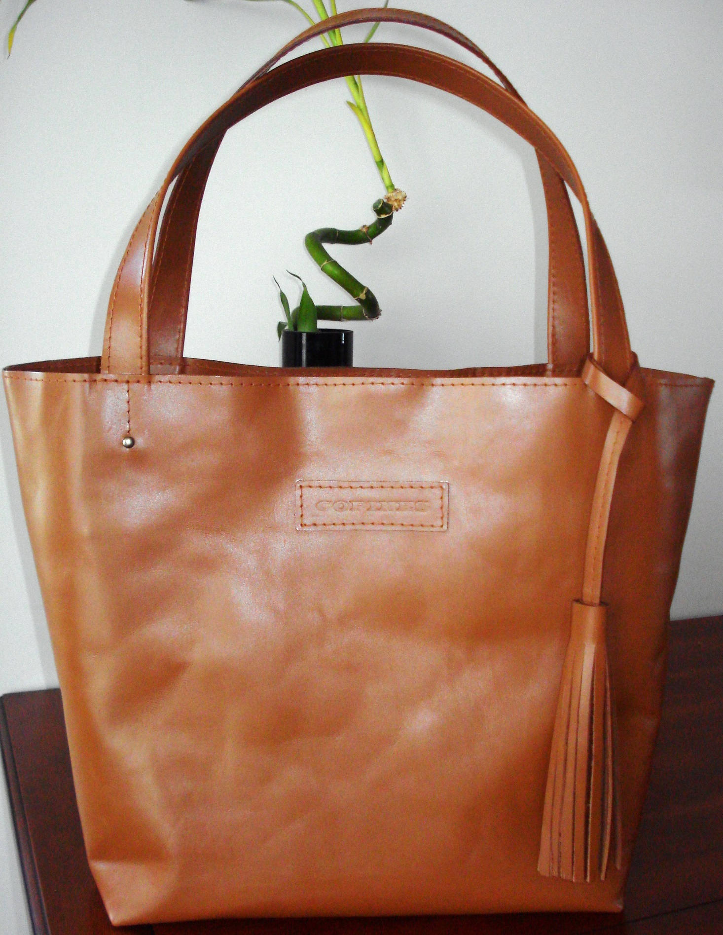 Sac fourre-tout de couleur Camel sac cabas en cuir grand ...