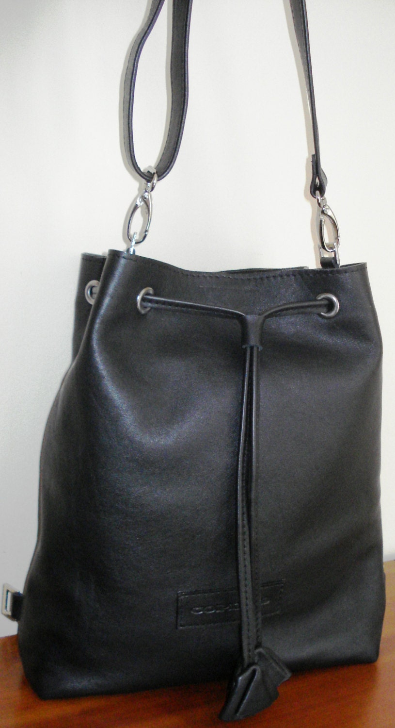 Leather Black Backpack Black Leather Bucket Bag Leather - Etsy