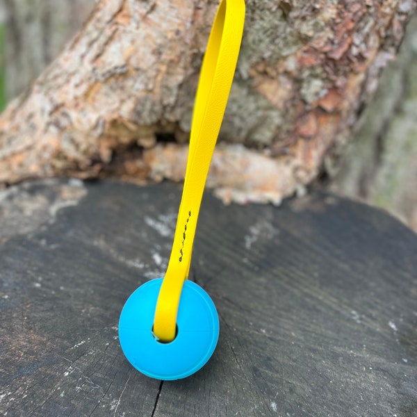 Medium 2.5" ball Basic BioThane® Tug - dog tug toy, toy reward, chewy ball tug, retrieval toy
