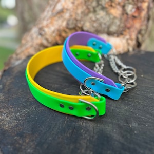 1.5&quot; Quick Release Overlay Martingale BioThane Dog Collar | half check collar | water dog collars | beta dog collar |