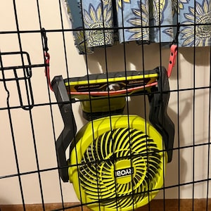 NEW Whisper Series Style 1 BioThane Fan Hanger Clip-  Fan holder for crates| Ryobi fan holder | for wire crate | New model Green Fan |