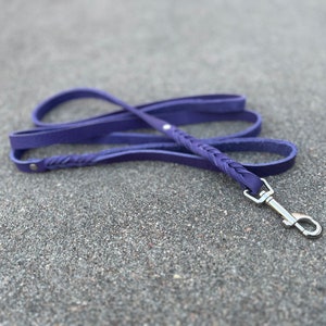Soft Single Color Bullhide Leash Silver Hardware | Leather Leash | Hand Cut Bullhide | Custom Length | Super Soft Leather |