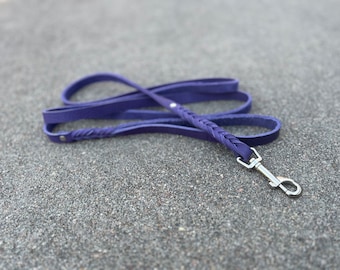 Soft Single Color Bullhide Leash Silver Hardware | Leather Leash | Hand Cut Bullhide | Custom Length | Super Soft Leather |