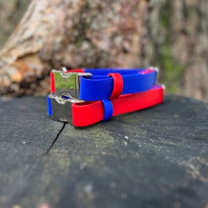 BioThane® Webbing Dog Collar Silver hardware- Quick Release waterproof dog collar, two tone collar, beta dog collar