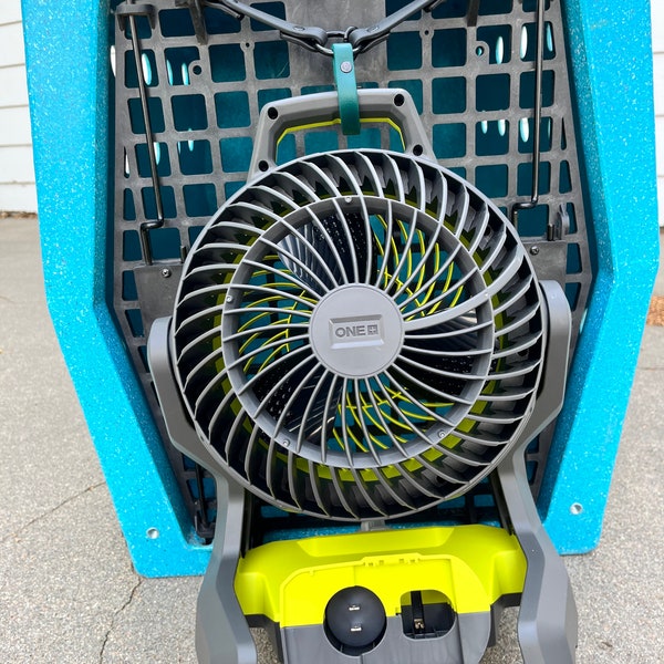NEW Whisper series style 2 BioThane Fan Hanger- (no hook)  Fan holder for crates| Ryobi fan holder | Works with RLKs | New model Green Fan |
