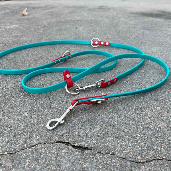 1/2" Two ToneBioThane® Webbing Convertible leash | European leash | multiuse dog leash | double end training  leash | crossbody leash