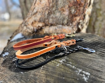 Leather Convertible Dog Training Tab: Traffic Handle Leash Extender