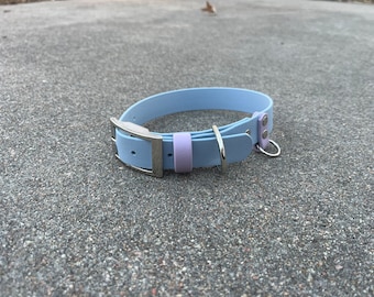 Two-Tone BioThane Dog Collar: Waterproof Beta Collar with Silver Hardware