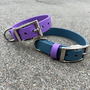 3/4&quot; kleine waterdichte BioThane®-hondenhalsband. Tweekleurige kleurrijke halsband waterhalsbanden, veganistische leren halsband, bèta-halsband