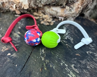 Tiny EVA Foam Ball Dog Tug Toy: Floating Fetch Toy, BioThane Strap