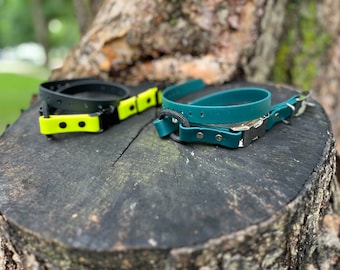 Tweekleurige BioThane E-halsband: elastische, waterdichte quick-release hondentrainingshalsband