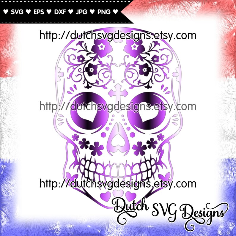 Download Sugar skull cutting file in Jpg Png SVG EPS DXF for Cricut ...