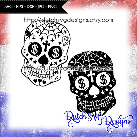Download Free 2 Sugar Skull Cutting Files In Jpg Png Svg Eps Dxf For Etsy SVG Cut Files