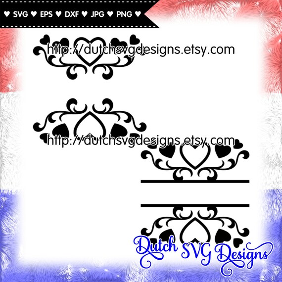 Download dutchsvgdesigns - 2 Split border cutting files with hearts ...