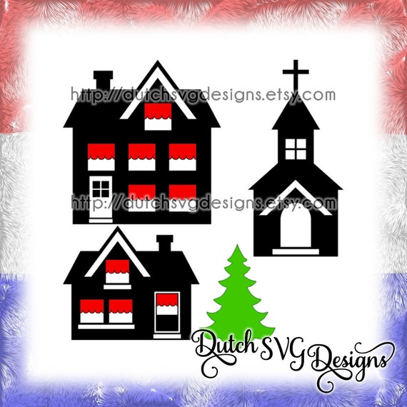 Download Free Cutting File Houses Church Christmas Tree In Jpg Png Svg Etsy SVG DXF Cut File
