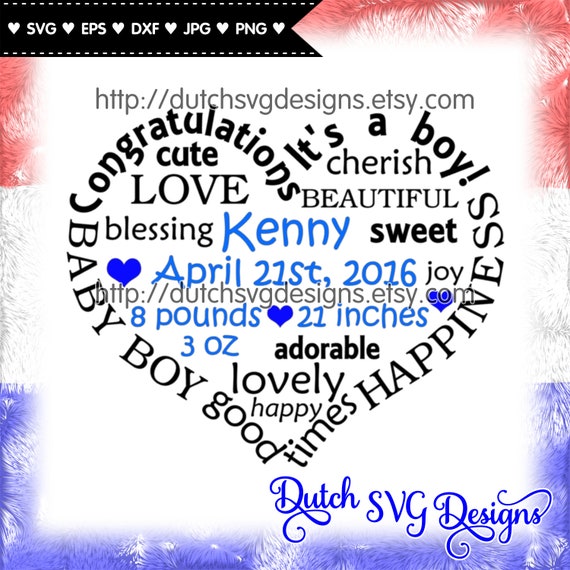 Baby Boy Cutting File In Heart Shape In Jpg Png Svg Eps Dxf Etsy