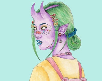 Decora Monster Girl - 6x8 print